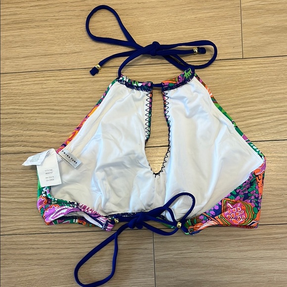 LIKE NEW! Trina Turk Colorful Floral Halter Bikini Top + matching bottoms Sz 12 - Picture 3 of 8